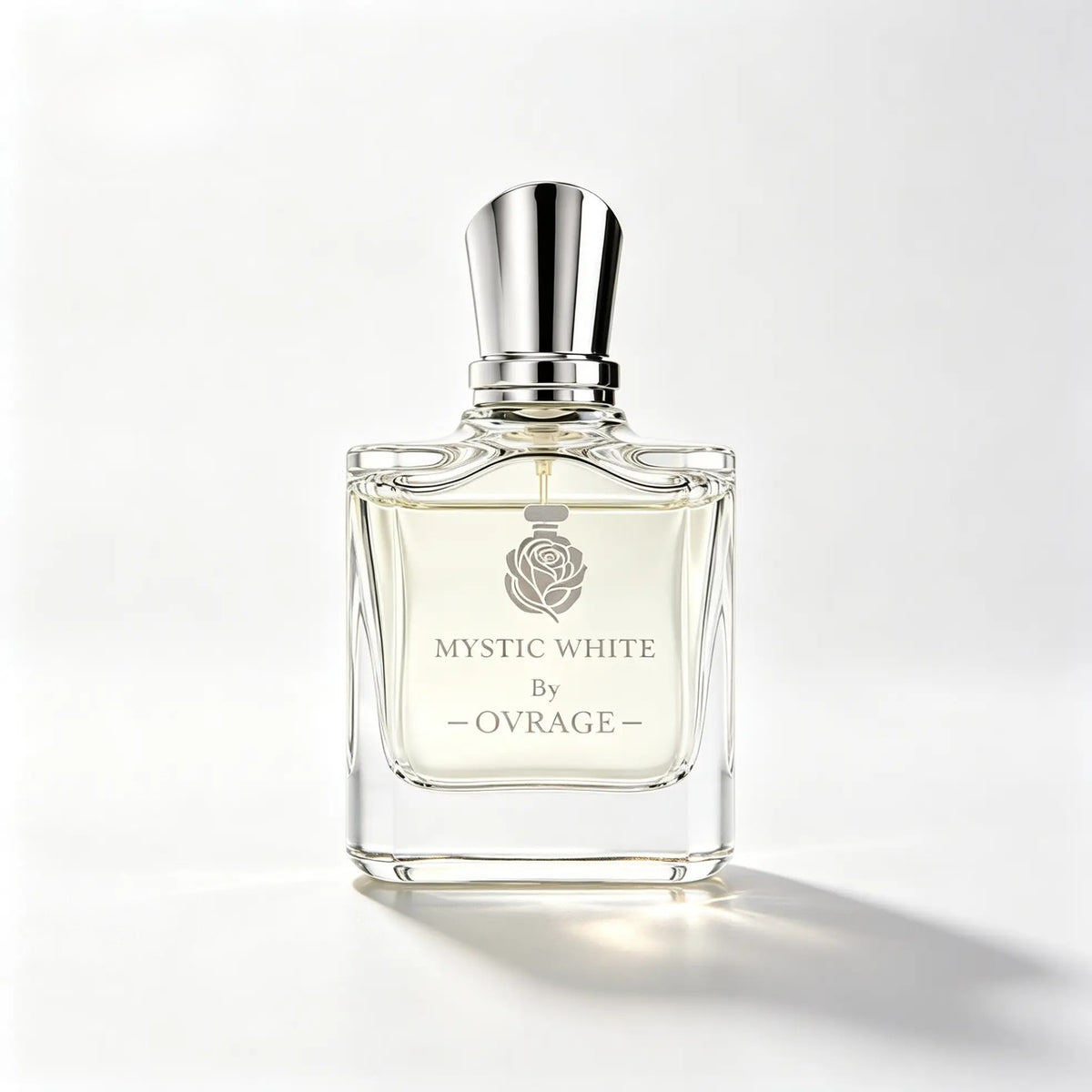 OVRAGE Mystic White Eau De Parfum 50ml Luxury Oud Perfume Bottle White Background
