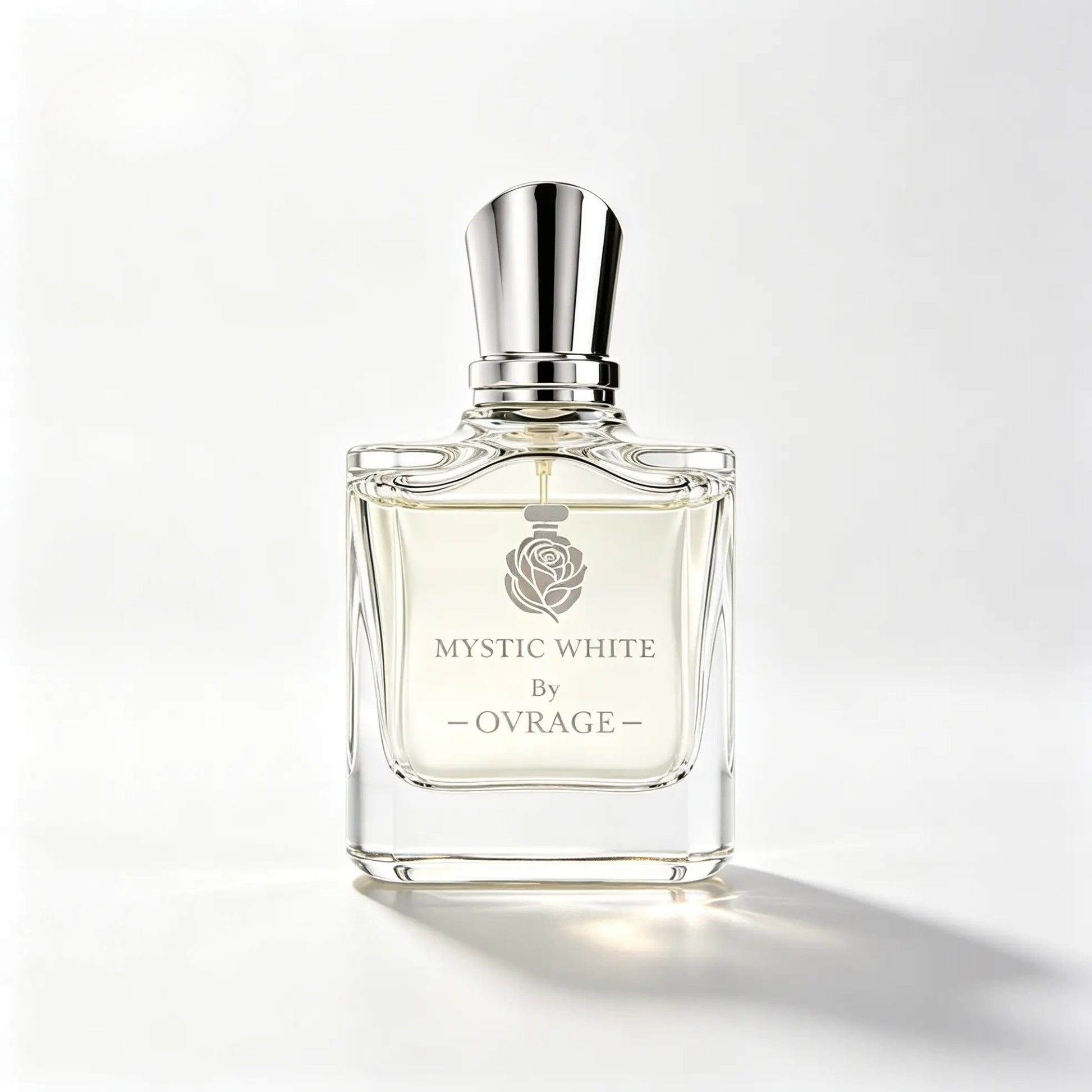 OVRAGE Mystic White Eau De Parfum 50ml Luxury Oud Perfume Bottle White Background